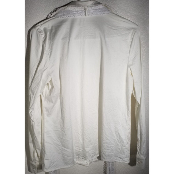 Escada White Lace Button Front Collared Long Sleeve Top Size 38 / 4 - Picture 5 of 8